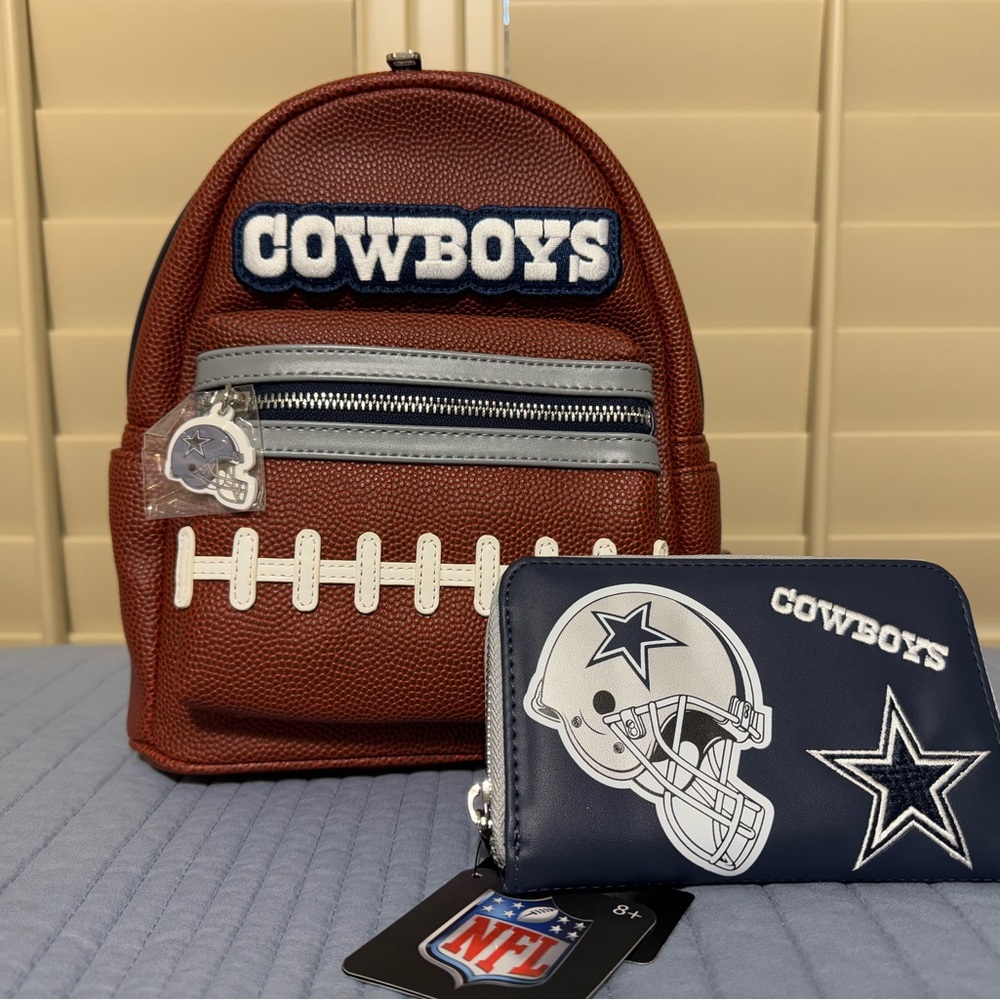 NWT NFL Dallas Cowboys Pigskin Mini Backpack and Wallet
